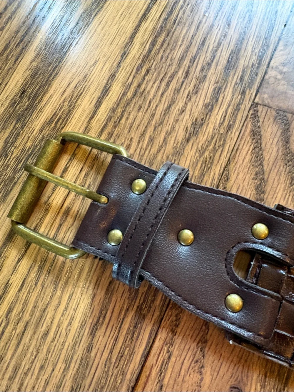 Boho brown  woven manmade material festival wide  belt